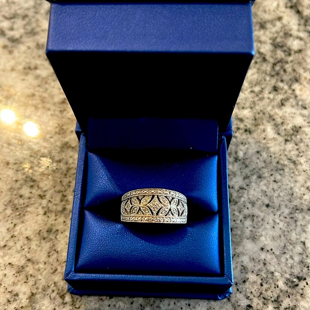 Sterling silver diamond anniversary ring